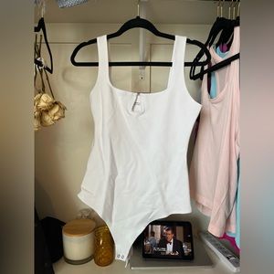 Abercrombie and fitch square neck bodysuit white